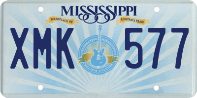 MS license plate XMK577