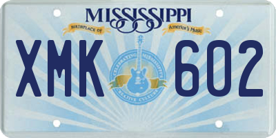 MS license plate XMK602