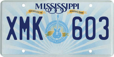 MS license plate XMK603