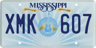 MS license plate XMK607