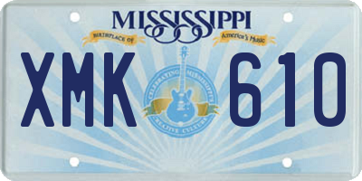 MS license plate XMK610