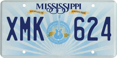 MS license plate XMK624