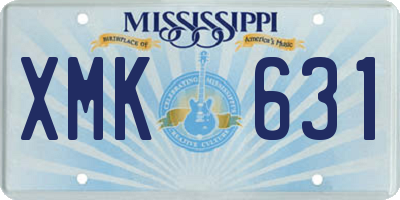 MS license plate XMK631