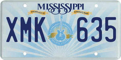 MS license plate XMK635