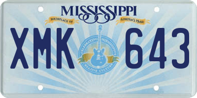 MS license plate XMK643