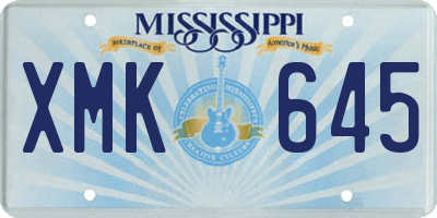 MS license plate XMK645