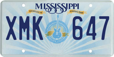 MS license plate XMK647