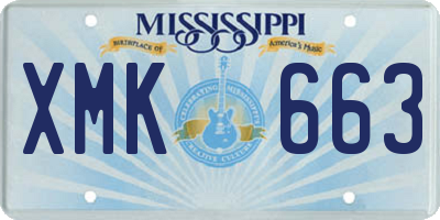 MS license plate XMK663