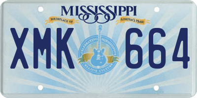 MS license plate XMK664