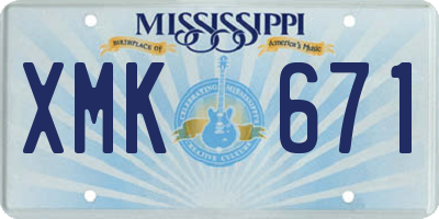 MS license plate XMK671
