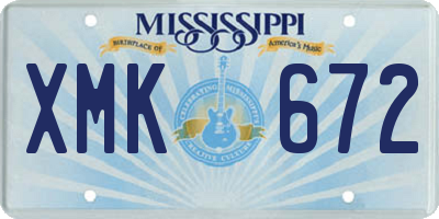 MS license plate XMK672