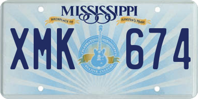 MS license plate XMK674