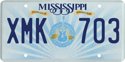 MS license plate XMK703
