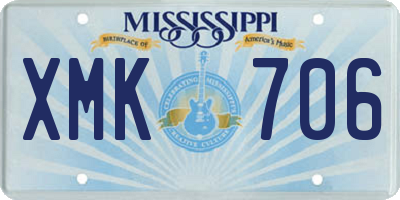 MS license plate XMK706