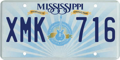 MS license plate XMK716