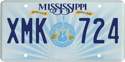 MS license plate XMK724