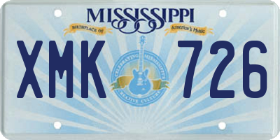 MS license plate XMK726