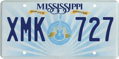 MS license plate XMK727