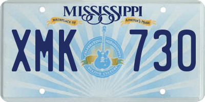 MS license plate XMK730