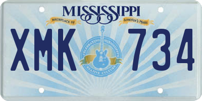 MS license plate XMK734