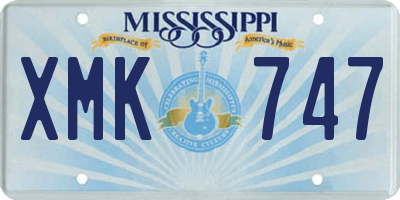 MS license plate XMK747