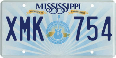 MS license plate XMK754