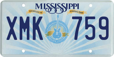 MS license plate XMK759