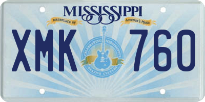 MS license plate XMK760