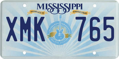 MS license plate XMK765