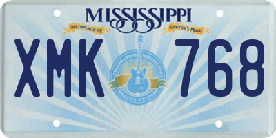MS license plate XMK768