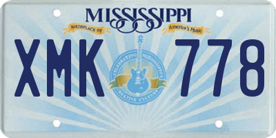 MS license plate XMK778