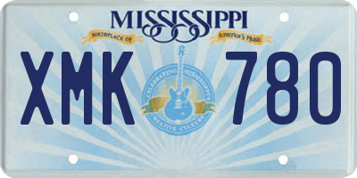 MS license plate XMK780