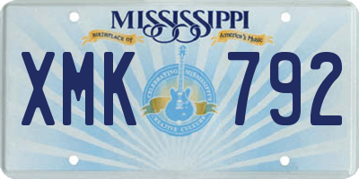 MS license plate XMK792