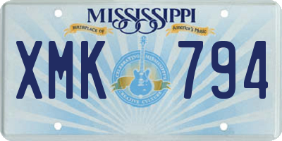 MS license plate XMK794