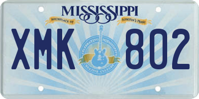 MS license plate XMK802
