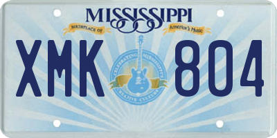 MS license plate XMK804