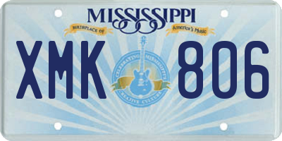 MS license plate XMK806