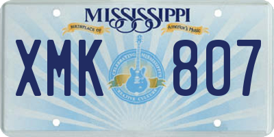 MS license plate XMK807