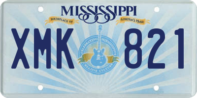 MS license plate XMK821