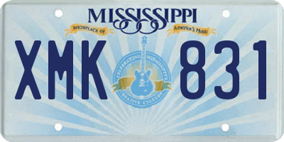MS license plate XMK831