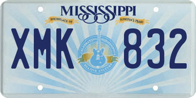 MS license plate XMK832