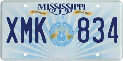 MS license plate XMK834