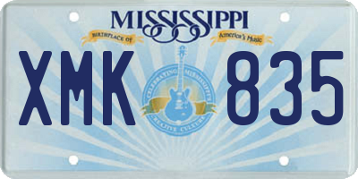 MS license plate XMK835