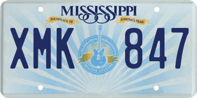 MS license plate XMK847