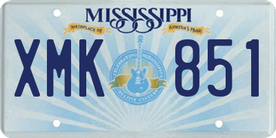 MS license plate XMK851