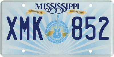 MS license plate XMK852