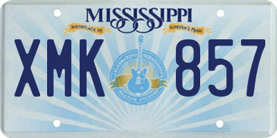 MS license plate XMK857