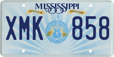 MS license plate XMK858