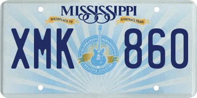 MS license plate XMK860
