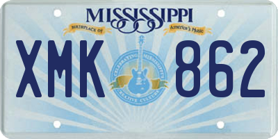 MS license plate XMK862